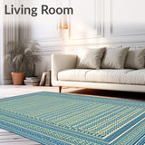 Country Wynona Rectangle with Blue and Beige Tones(Blue)