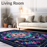 Ethereal Spiral Rug in Semi Circle Shape with Multicolor Galaxy Shades(Blue)