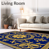 Abstract Medallion Design with Symmetrical Ornamental Details (Blue)