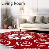 Holiday Snowflake Medallion with Festive Swirl Motifs(Red)