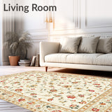 Beige Floral Neutral Area Throw Vintage(Beige)