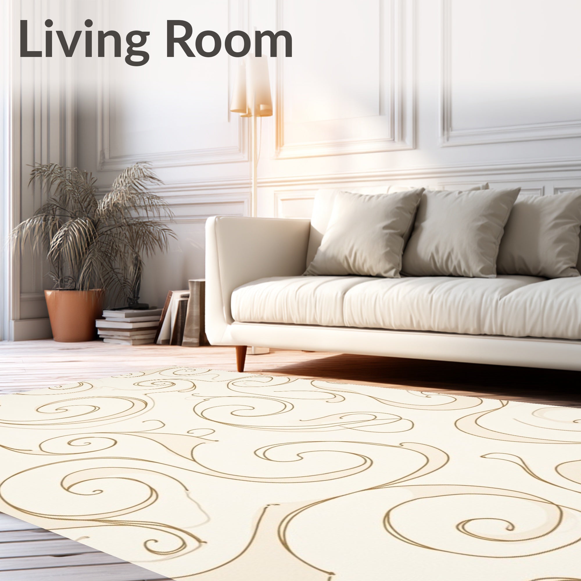 Whimsical Cloud Swirl with Subtle Toned Accents (Beige) - ODIKA