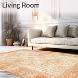 Beige Orange Non Slip Runner with Boho(Ivory)