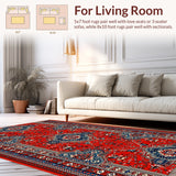 Ultra Soft Area Rug, Non Slip, Stain Resistant, Washable Area Rugs for Living Room, Bedroom, Tibetan Tiger Tufted(Red)