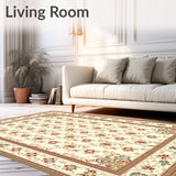 Beige Toned Traditional Runner with Ornate Paisley and Botanical Elements(Beige)
