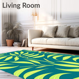 Tropical Palm Frond Botanical with Modern Leaf Silhouettes(Teal)