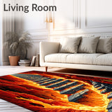 Inferno Ladder Illusion Area Rug Molten Rock Gateway Decor Mat(Red)
