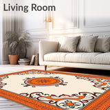 Intricate Medallion Panel with Interlocking Trellis and Classic Scrollwork(Orange)