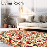 Boho Chic Area Floral Kitchen Mat(Beige)