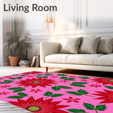 Poinsettia Bloom Floor Covering with Vibrant Petal Arrangements(Pink)