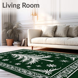 Festive Pine Tree Snowflake Half Moon Doormat Non Slip Holiday(Green)