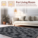 Ultra Soft Area Rug, Non Slip, Stain Resistant, Washable Area Rugs for Living Room, Bedroom, Handmade Wool Viscose(Black)