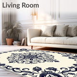 Ornate Floral Medallion Elegance with Interlocking Botanical Scrollwork (Ivory) - ODIKA