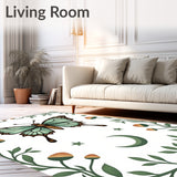 Lunar Moth Dreamscape with Mushroom Grove and Night Sky Motif(Green)