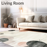 Circular Area Multi Circle Print Distressed Accent Floor(Beige)