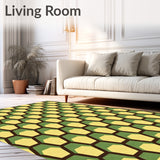 Hexagonal Honeycomb Textured Floor with Modern Appeal(Yellow)