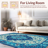 Ultra Soft Area Rug, Non Slip, Stain Resistant, Washable Area Rugs for Living Room, Bedroom, Vintage Oriental Jungle(White)