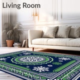 Snowflake Medallion Motif with Trellis and Nordic Accents(Blue)