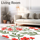 Distressed Botanical Floral Tapestry with Faded Petal Designs (Red)