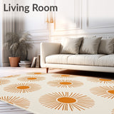 Celestial Mosaic Featuring Radiating Sunburst Motifs(Orange)