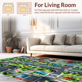 Ultra Soft Area Rug, Non Slip, Stain Resistant, Washable Area Rugs for Living Room, Bedroom, City Road Traffic Play(Blue)