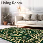 Interlocking Latticework Medallion Design with Botanical Motifs (Green) - ODIKA