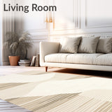 Elegant Wave Stripe Area with Cream and Beige Gradient Contemporary Flow(Beige)