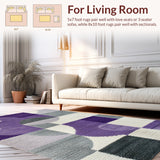 Ultra Soft Area Rug, Non Slip, Stain Resistant, Washable Area Rugs for Living Room, Bedroom, Contemporary Kids Bedroom Easy Care Accent Rug(Purple)