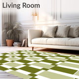 Earthy Elegance Checkered Plaid Artisan Contemporary Aesthetic Accent (Green)
