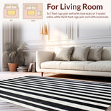 Elegant Black and White Stripe Floor Covering(Black)