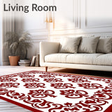 Ornate Scrollwork Damask Floral Symmetrical Inspired Crafted(Red)