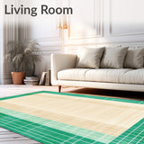Beige Green Geometric Intersect Durable Feel Easy Clean(Beige)