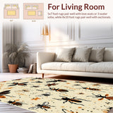 Ultra Soft Area Rug, Non Slip, Stain Resistant, Washable Area Rugs for Living Room, Bedroom, Beige Modern Insect Print Stain-Resistant Living Room Rug(Ivory)