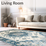 Elegant Vintage Inspired Area with Distressed Oriental Design(Beige)