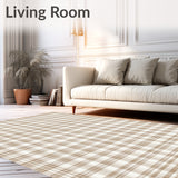 Charming Checkered Round Area Beige and White Design for Home(Brown)