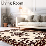 Floral Damask Inspired Layout with Ornamental Swirls(Beige)