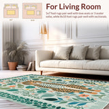 Ultra Soft Area Rug, Non Slip, Stain Resistant, Washable Area Rugs for Living Room, Bedroom, Playful Kids Jungle Themed Rug Non-Slip Vibrant Decor(Green)