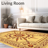 Vintage Inspired Ochre Floral Medallion with Subtle Boho Accents(Beige)