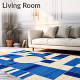 Geometric Blue Beige Area for(Blue)