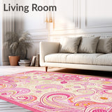 Cute Pink Beige Bath Abstract Groovy Swirl(Pink)