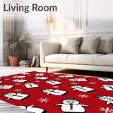 Festive Snowman Area with Holiday Motifs(Red)