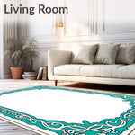 Elegant Bordered Medallion Transitional Contemporary Decorative (Blue) - ODIKA