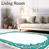 Elegant Bordered Medallion Transitional Contemporary Decorative (Blue) - ODIKA