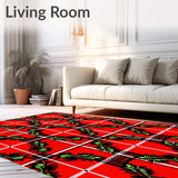 Heritage Plaid Interlocking Stripe with Holiday Pine Accents(Red)