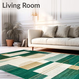 Textured Beige With Abstract Shapes And Deep Green Highlights(Green)