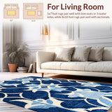 Ultra Soft Area Rug, Non Slip, Stain Resistant, Washable Area Rugs for Living Room, Bedroom, Waterproof Plastic Straw(Blue)