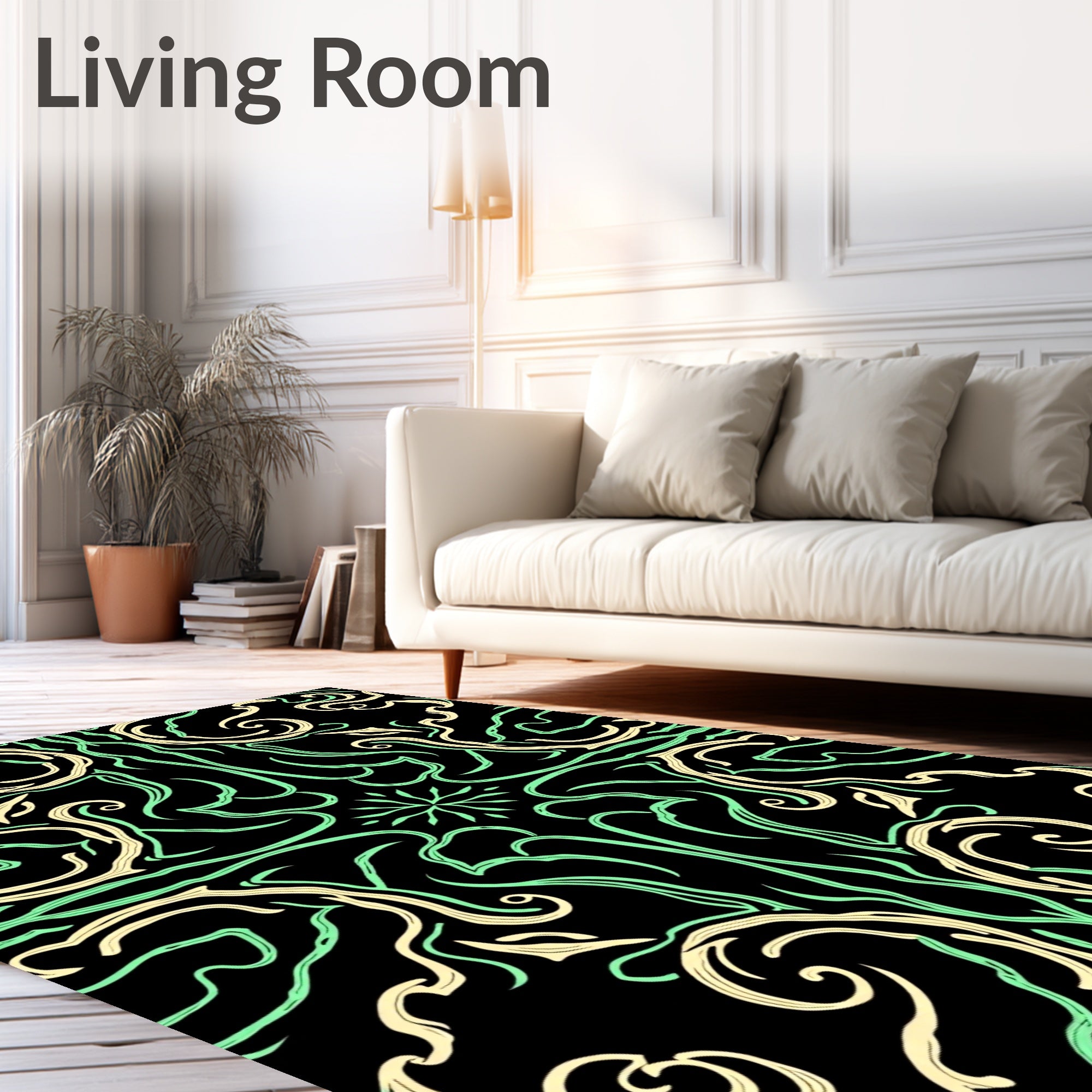 Lush Wave With Interlocking Swirls And Gold Highlights (Black) - ODIKA