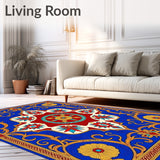 Vibrant Mosaic Tapestry Medallion Swirl Interlacing Design(Blue)