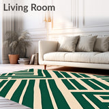 Abstract Crosshatch Plaid Art with Bold Motifs(Beige)