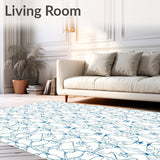 Luxurious Cascade Trellis Textured Shag Decorative Floor Covering (Blue)